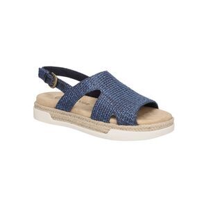 BELLA VITA Womens Navy Woven Cut Out Kato Round Toe Wedge Slingback Sandal 7 M